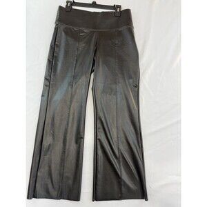 Hue Faux Leather Black Cropped Pants Pull On Size L